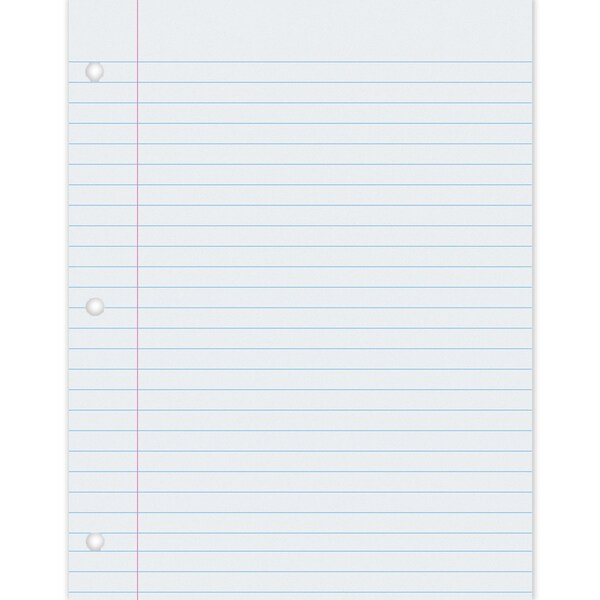 Composition Paper, 3-Hole Punched, Wide Ruled, 8.5 x 11, PK1000